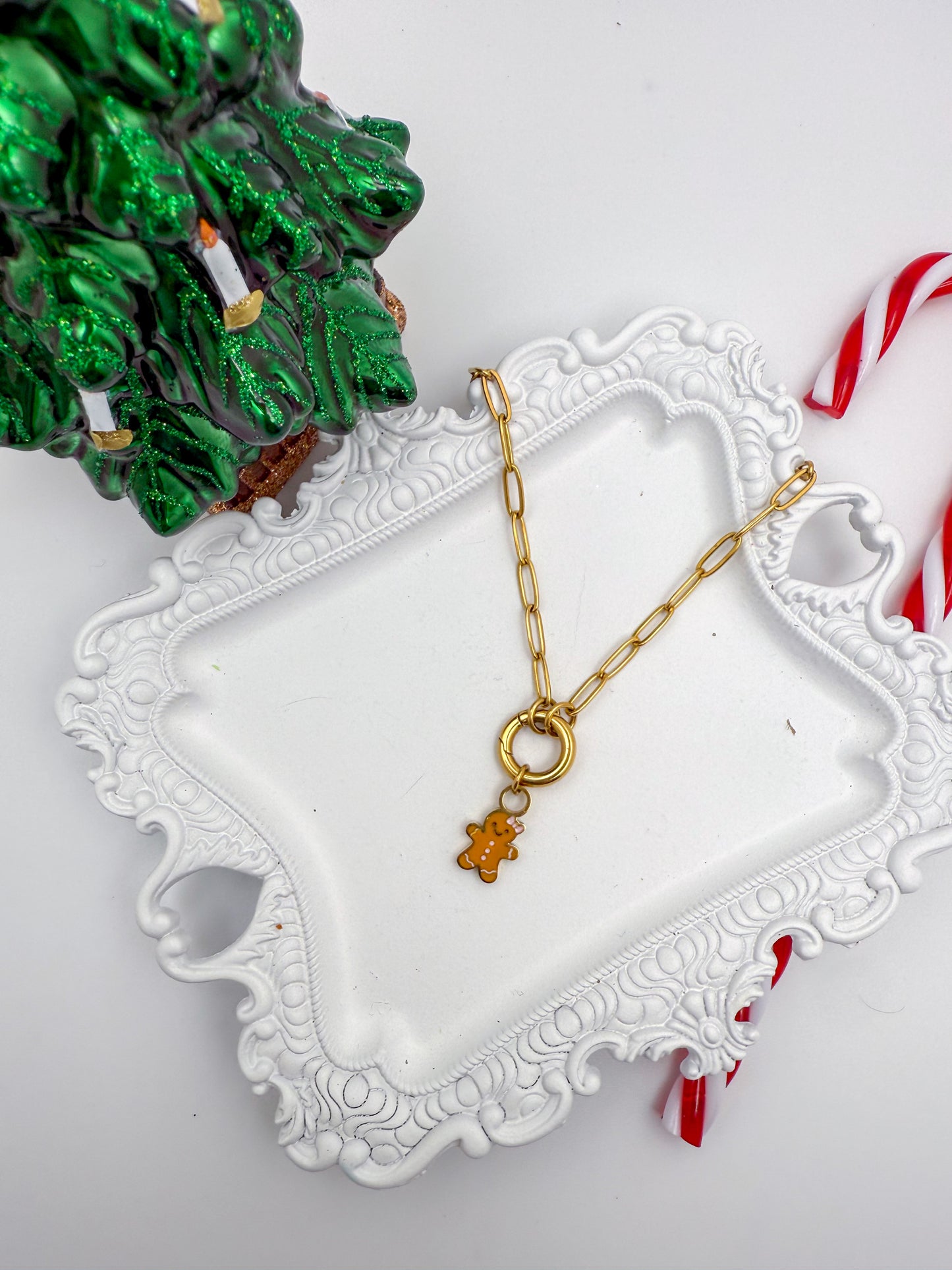 Gingerbread Charm | Circle Stacker Necklace Charm