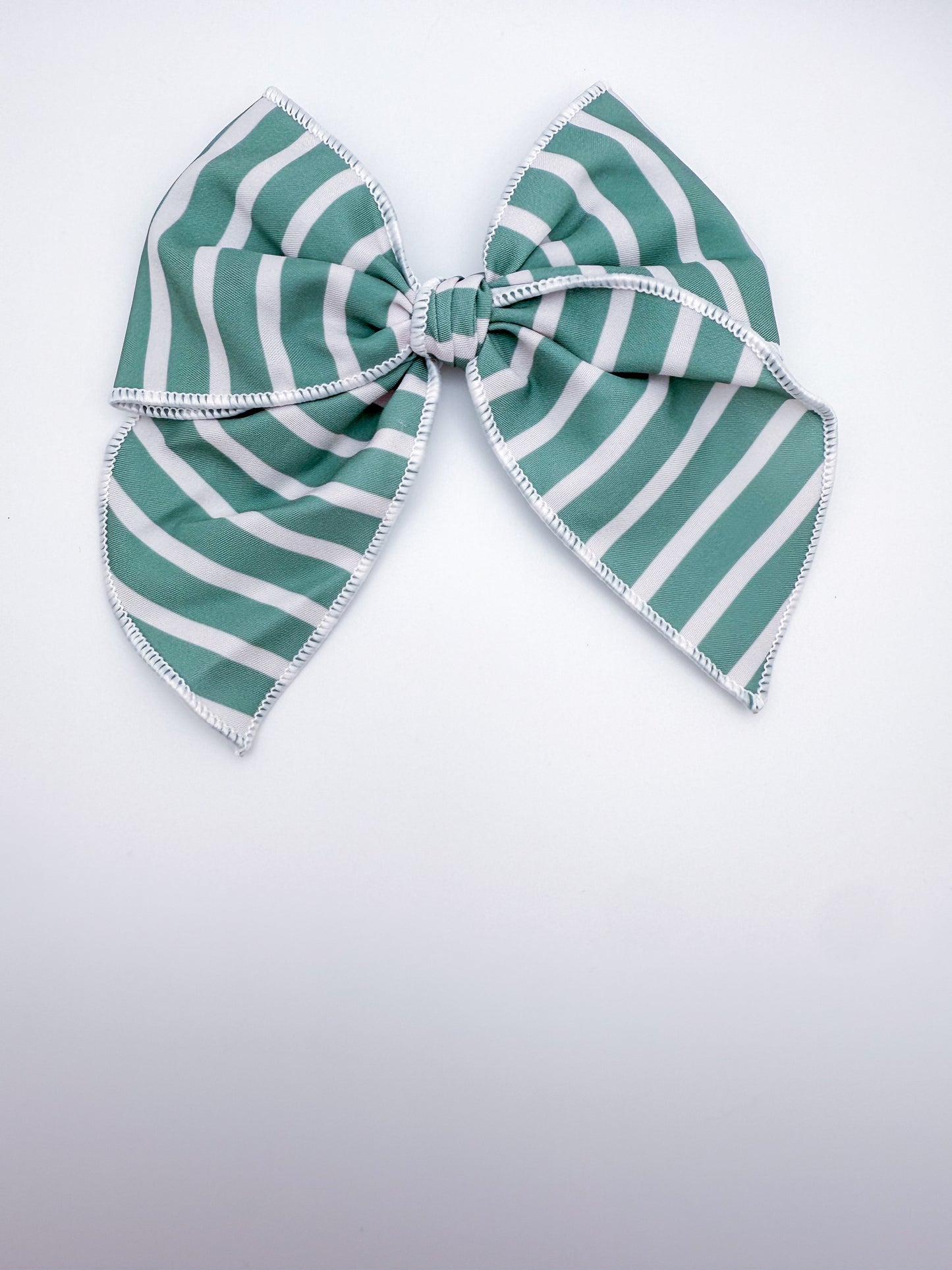 Green Stripes Sailor Bow