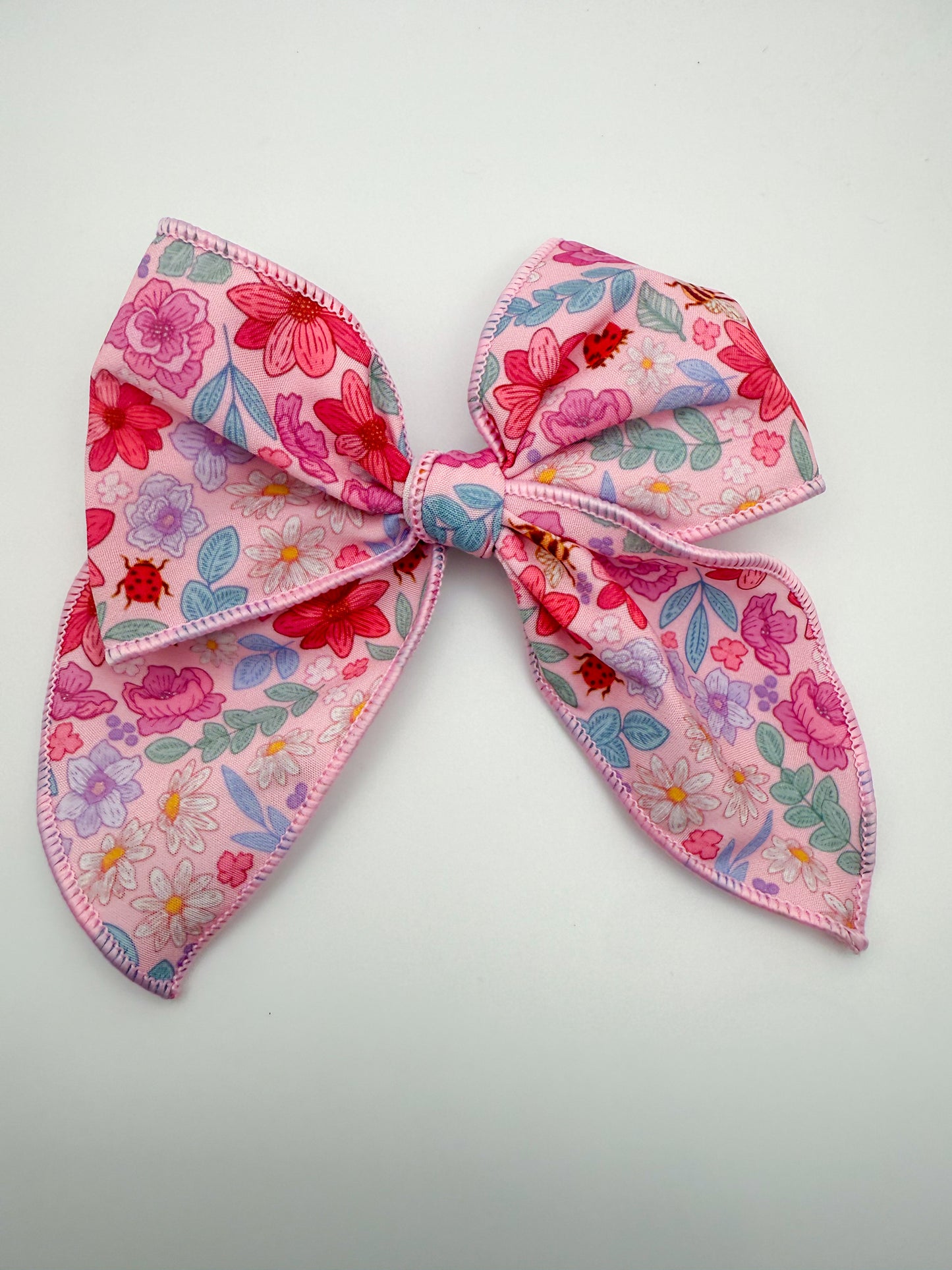 Pink Floral Sailor Bow