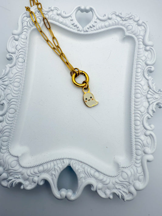 Ghost Charm | Circle Stacker Necklace Charm