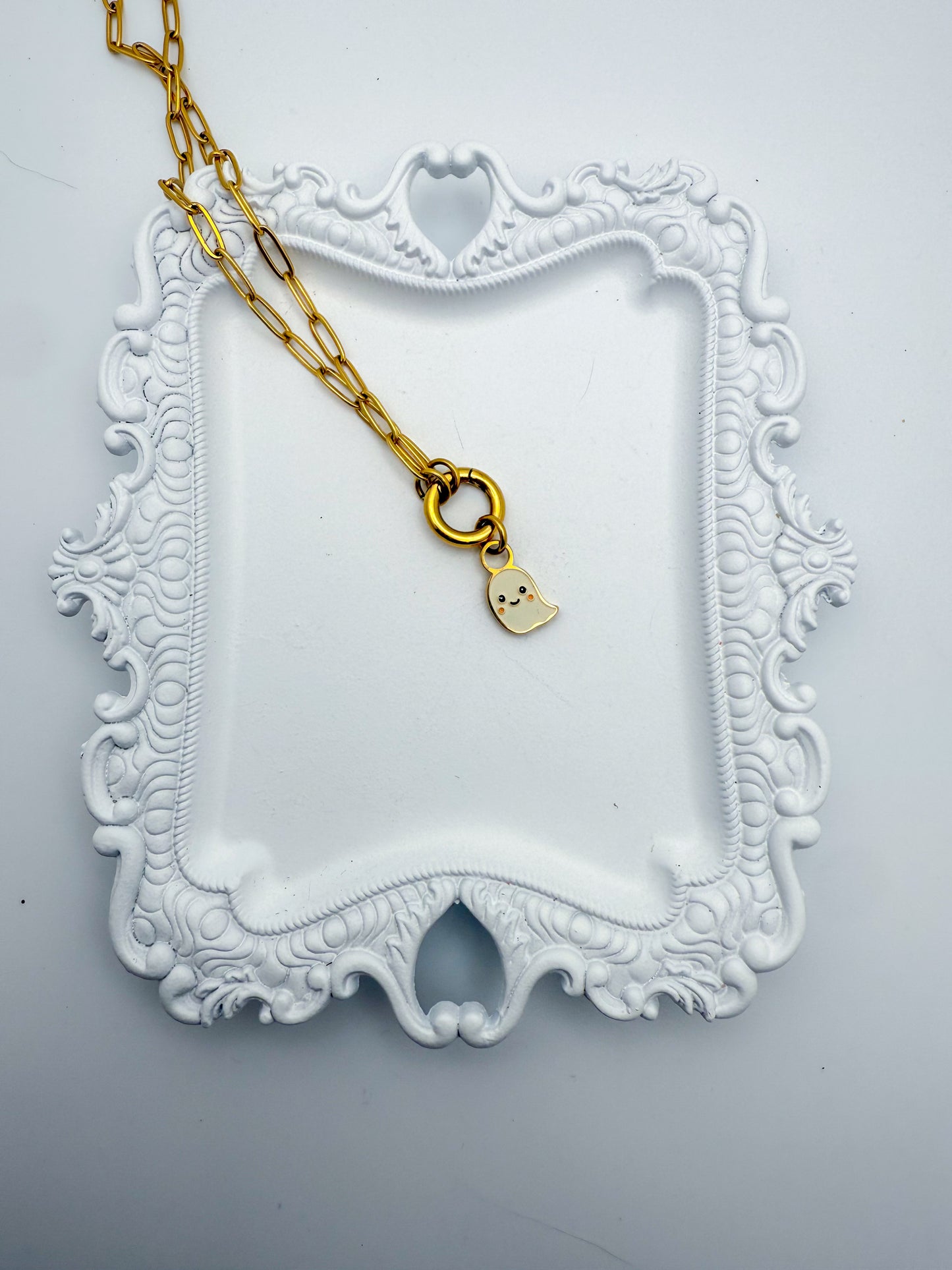 Ghost Charm | Circle Stacker Necklace Charm