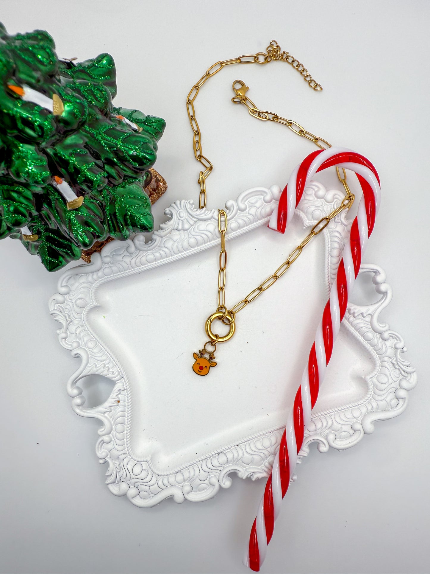 Reindeer Charm | Circle Stacker Necklace Charm