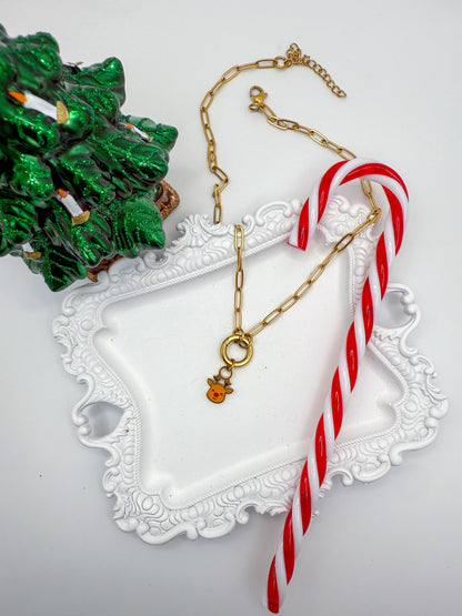Reindeer Charm | Circle Stacker Necklace Charm