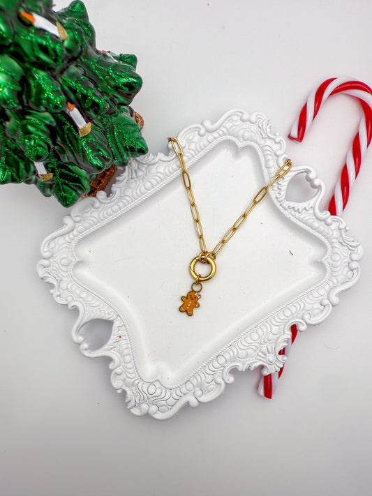 Gingerbread Charm | Circle Stacker Necklace Charm