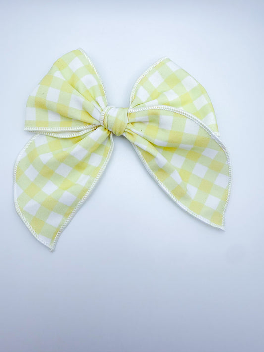 Yellow Gingham Sailor Bow