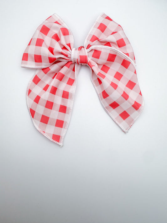 Pink Plaid Sailor Bow