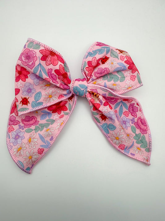 Pink Floral Sailor Bow